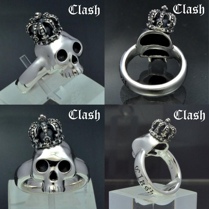 Clash クラウンベイビースカルリング 王冠、シルバー925(ドクロ