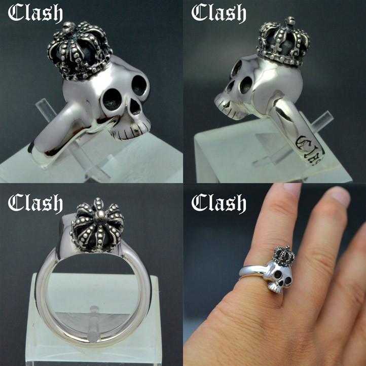 Clash クラウンベイビースカルリング 王冠、シルバー925(ドクロ