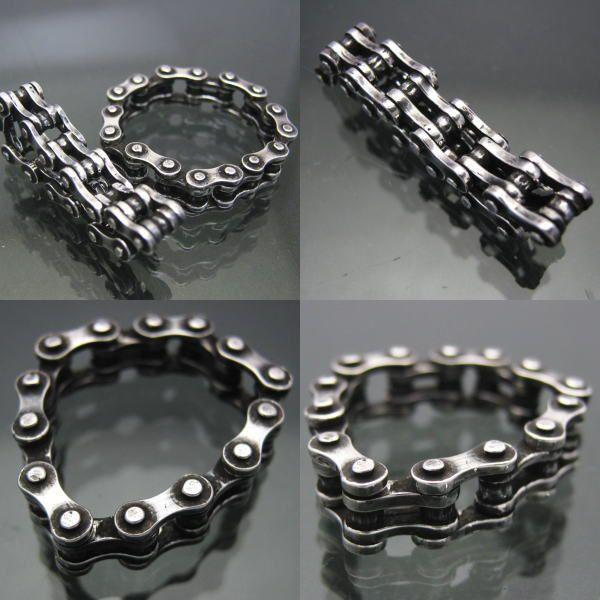 動く！マシンチェーンリング シルバー925 バイク 自転車 ハーレー