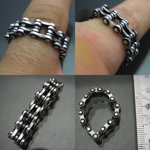 動く！マシンチェーンリング シルバー925 バイク 自転車 ハーレー