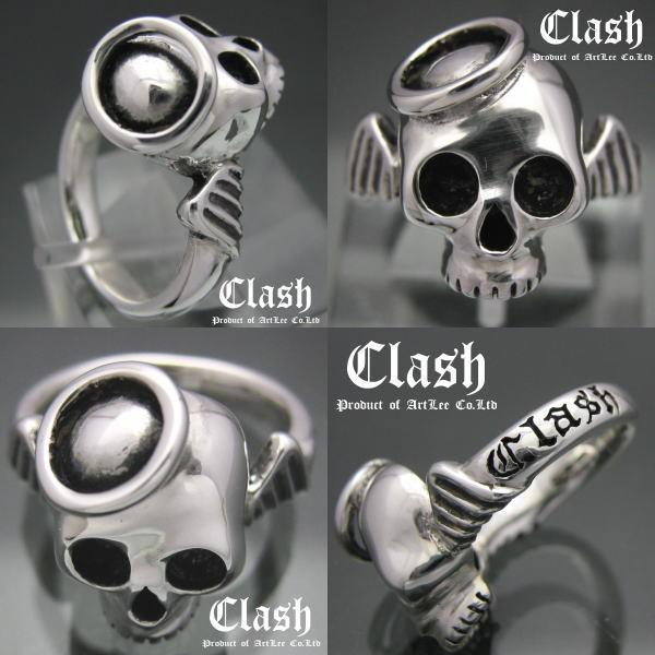Clash エンジェルベイビースカルリング 天使 翼,シルバー925