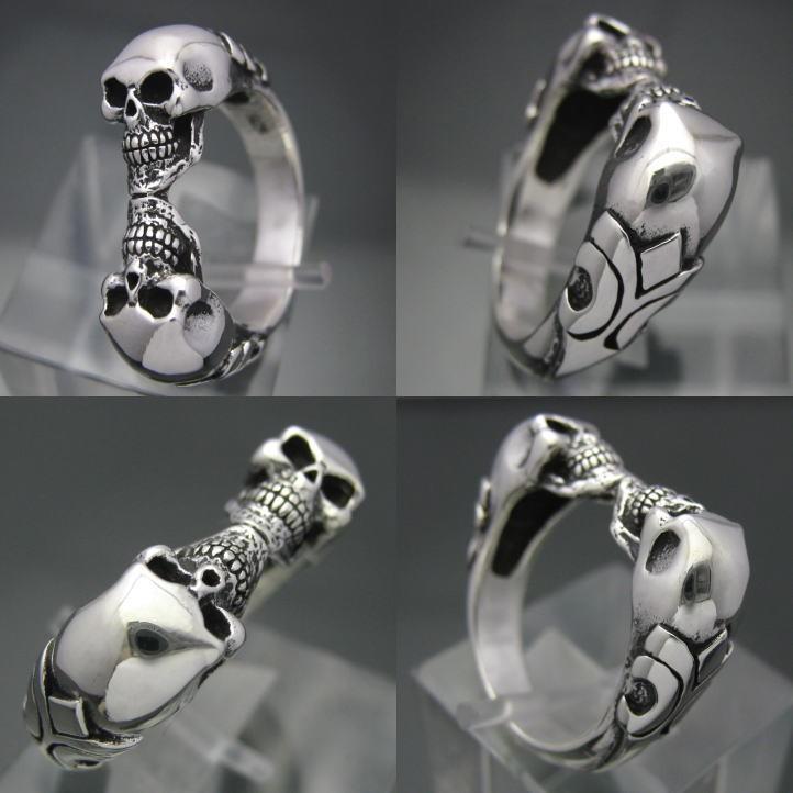 チューダーツインスカルリング シルバー925【R77】【ring-654