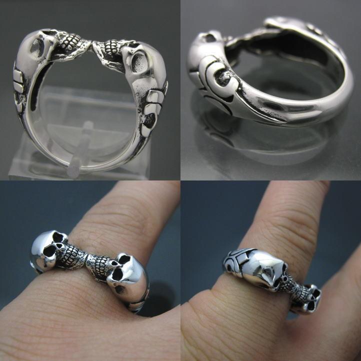 チューダーツインスカルリング シルバー925【R77】【ring-654
