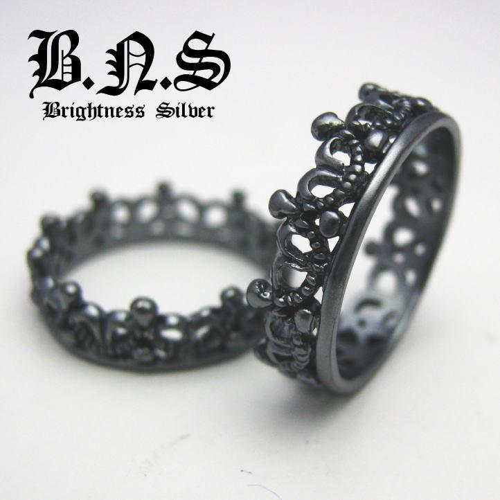 王冠の指輪 クラウンバンドリング ブラック 黒 シルバー925【ring-662