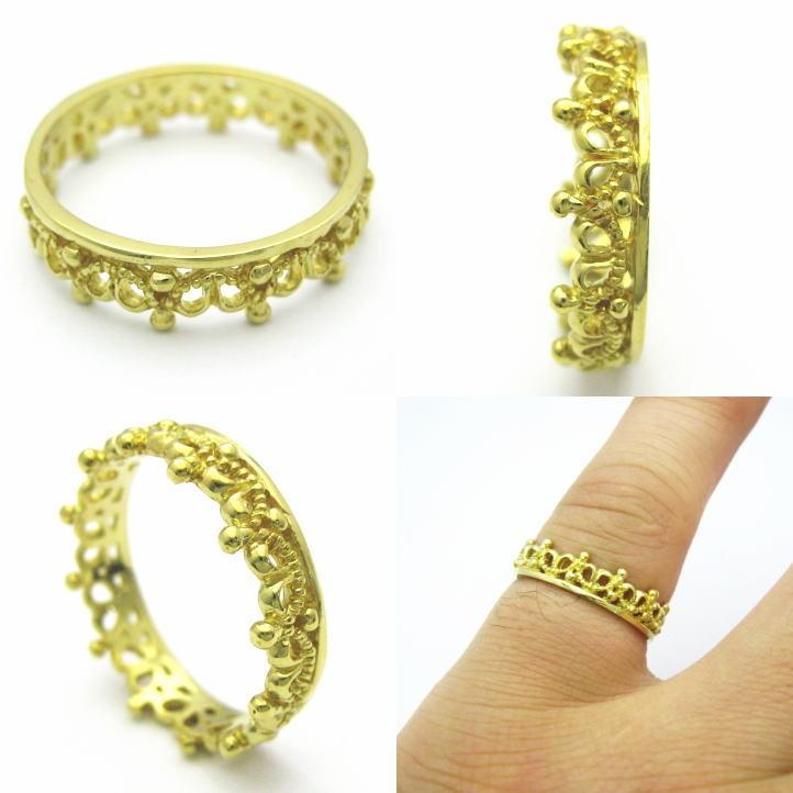 王冠の指輪 ゴールドクラウンバンドリング 真鍮製 真ちゅう ブラス :ring-678:ブライトネスシルバー - 通販 - Yahoo!ショッピング