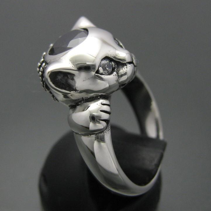 銀の猫の顔の指輪 キャットフェイスリング シルバー925 銀 silver925