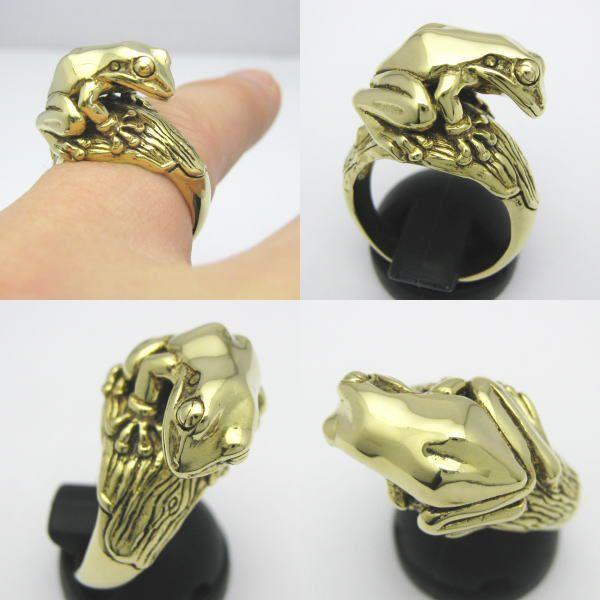 金色の蛙の指輪 ニホンアマガエルリング 【2】 真鍮 ブラス brass