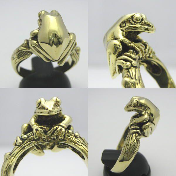 金色の蛙の指輪 ニホンアマガエルリング 【3】 真鍮 ブラス brass
