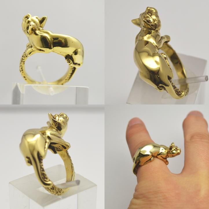 金色の猫の指輪 ネコリング 真鍮 ブラス(ねこ、猫、キャット 金色の猫の指輪 ネコリング 真鍮 ブラス(ねこ、猫、キャット