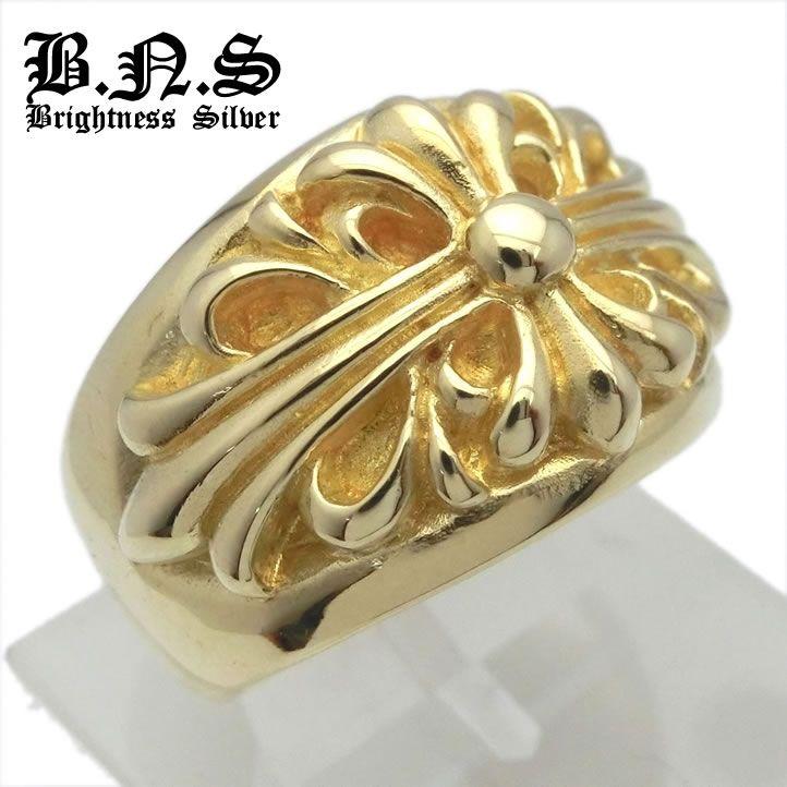 ゴールドフローラルゴシッククロスリング 真鍮 ブラス : ブライトネス