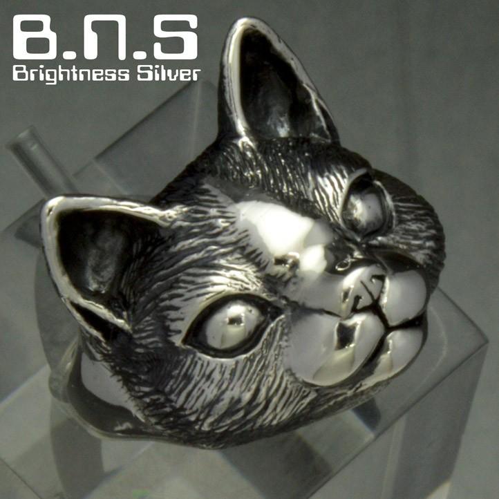 銀の猫の顔の指輪 キャットフェイスリング シルバー925 銀 silver925 (ネコリング ねこ ネコ cat  仔猫)【ring-730-R107】 :ring-730:ブライトネスシルバー - 通販 - Yahoo!ショッピング