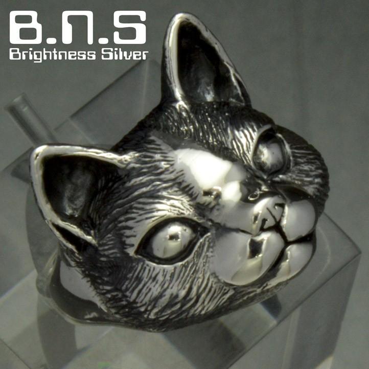銀の猫の顔の指輪 キャットフェイスリング シルバー925 銀 銀の猫の顔の指輪 キャットフェイスリング シルバー925 銀