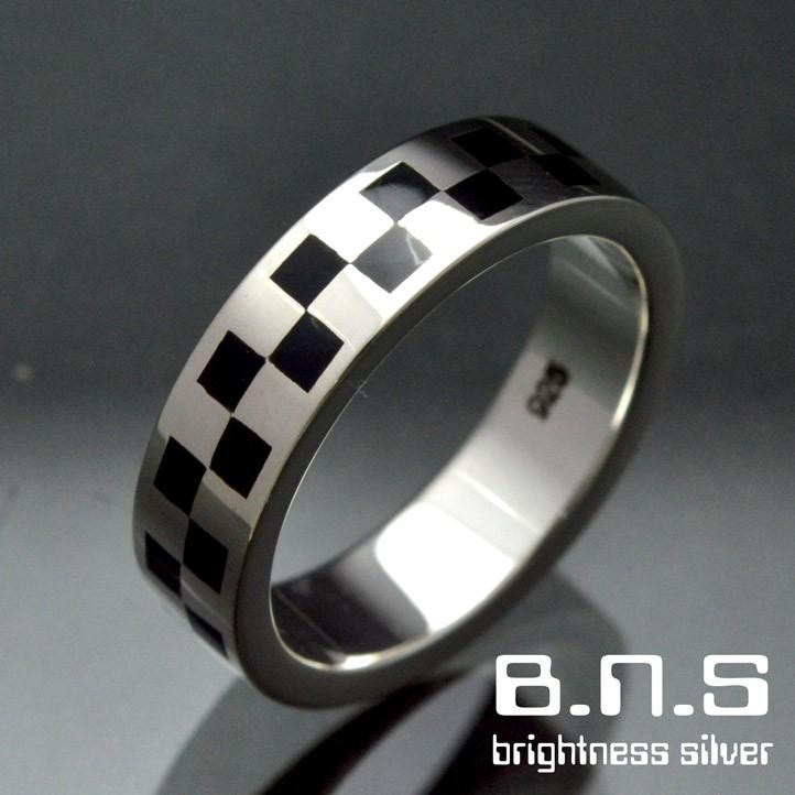 市松模様、チェッカーリング シルバー925 銀製(シンプル 平打ち 指輪