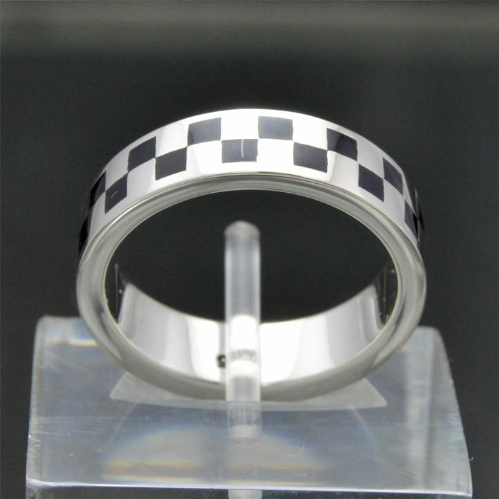 市松模様、チェッカーリング シルバー925 銀製(シンプル 平打ち 指輪