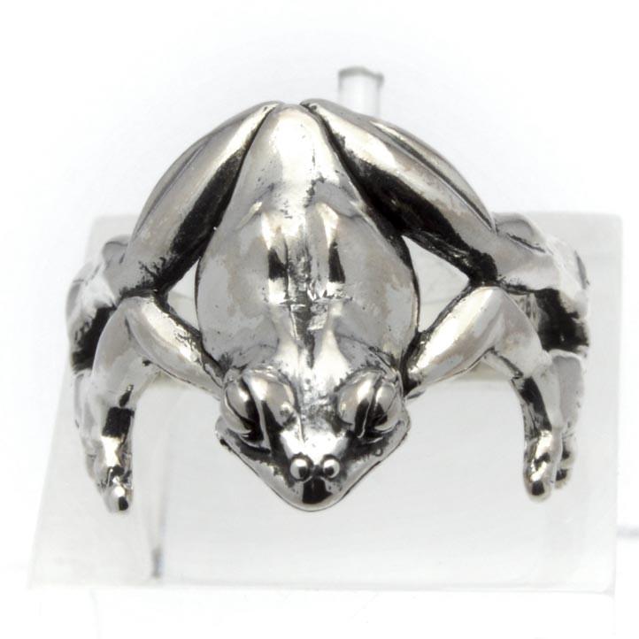 Vintage 銀製　動物のフィギュリン　ADAC　スターリングシルバー 銀の蛙の指輪 ニホンアマガエルリング 【No,3】シルバー925 銀