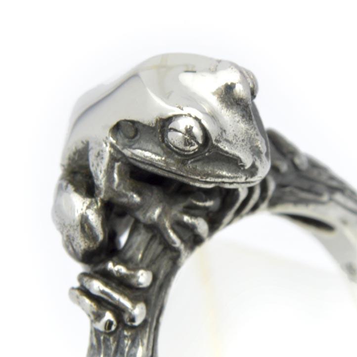 銀の蛙の指輪 ニホンアマガエルリング 【No,1-type2】 シルバー925 銀