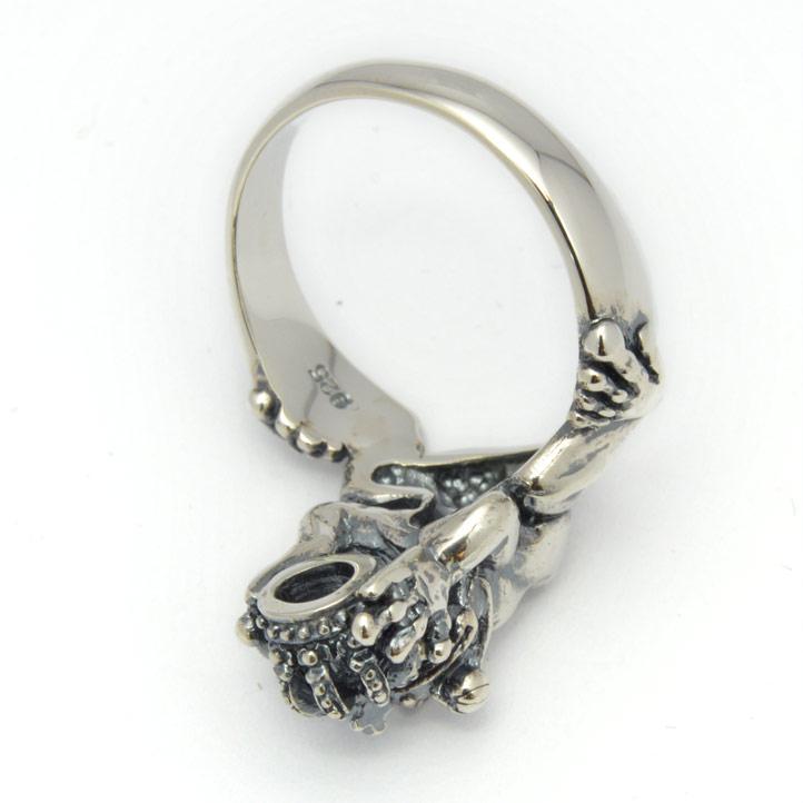 銀の蛙と王冠の指輪 カエルの王さまリング シルバー925 銀 silver925