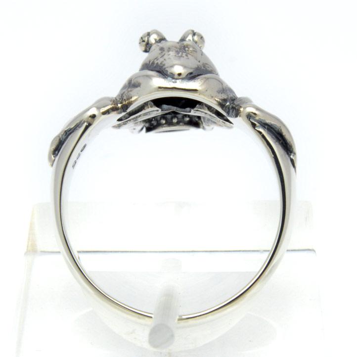 銀の蛙と王冠の指輪 カエルの王さまリング シルバー925 銀 silver925