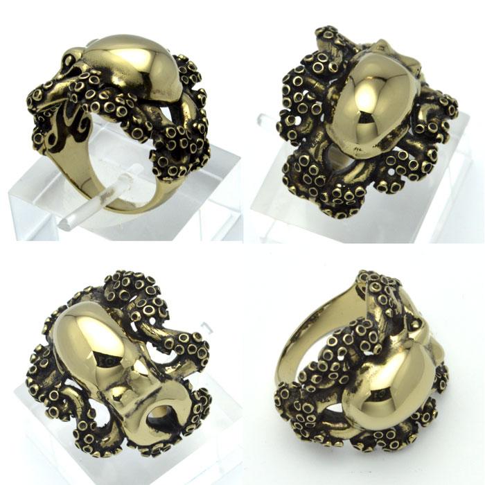 金色の蛸の指輪 オクトパス・タコリング 真ちゅう 真鍮 ブラス brass