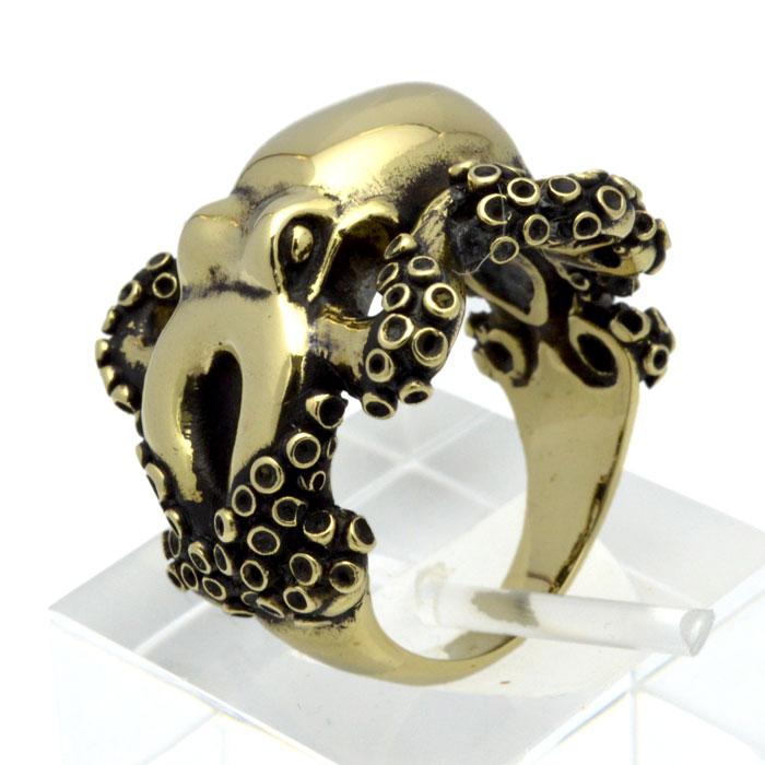 悪運を善運へと転ずる大徳　タイ随一の霊徳　プラクルアン　指輪　19号　リング 金色の蛸の指輪 オクトパス・タコリング 真ちゅう 真鍮 ブラス