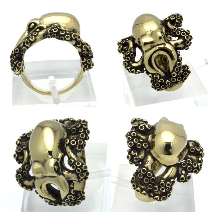 金色の蛸の指輪 オクトパス・タコリング 真ちゅう 真鍮 ブラス brass