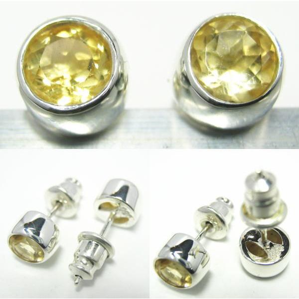 片方 天然石シンプル5mmシトリンピアス シルバー925 svpias319-E19