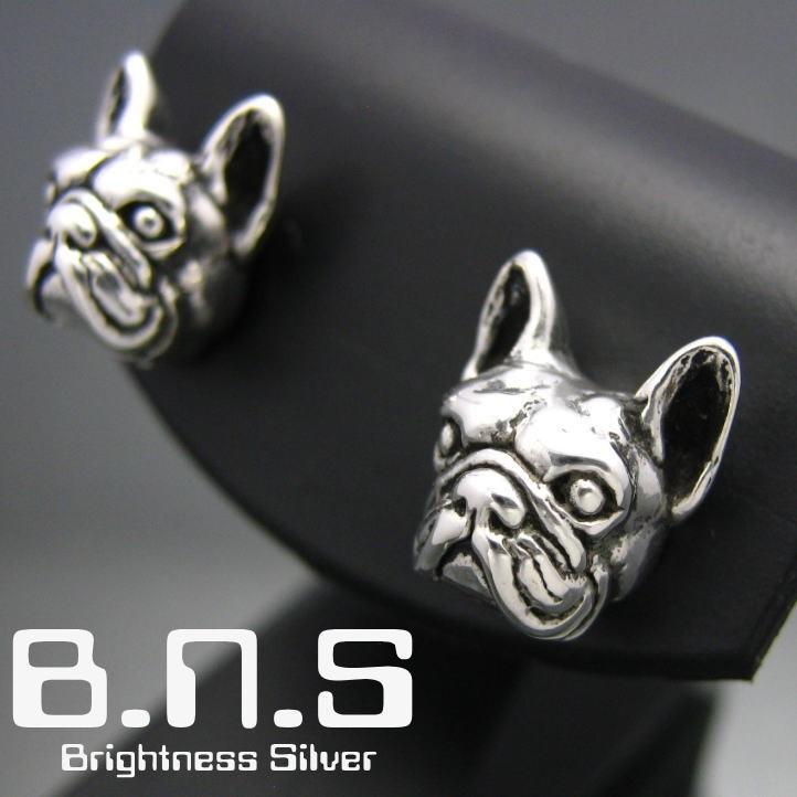 S925ヴィンテージフレンチブルドッグピアス　B3274
