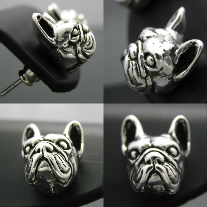 銀の犬 フレンチブルドッグピアス 片方販売 シルバー925 (bulldog、犬