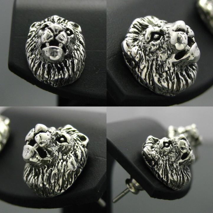 銀の獅子 ライオンピアス 片方販売 シルバー925 (Panthera leo、lion
