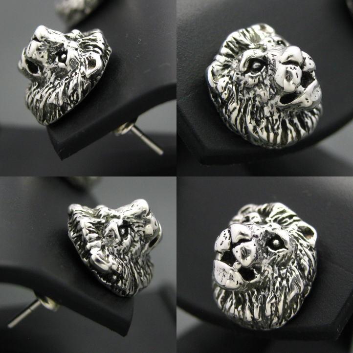銀の獅子 ライオンピアス 片方販売 シルバー925 (Panthera leo、lion
