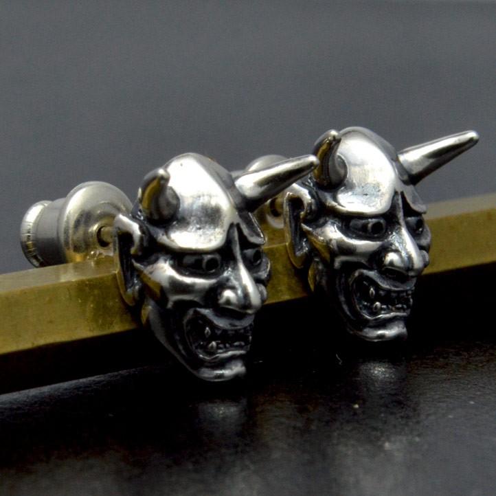 片方】銀の能面 般若面ピアス 銀製 シルバー925 SV925 silver925(般若