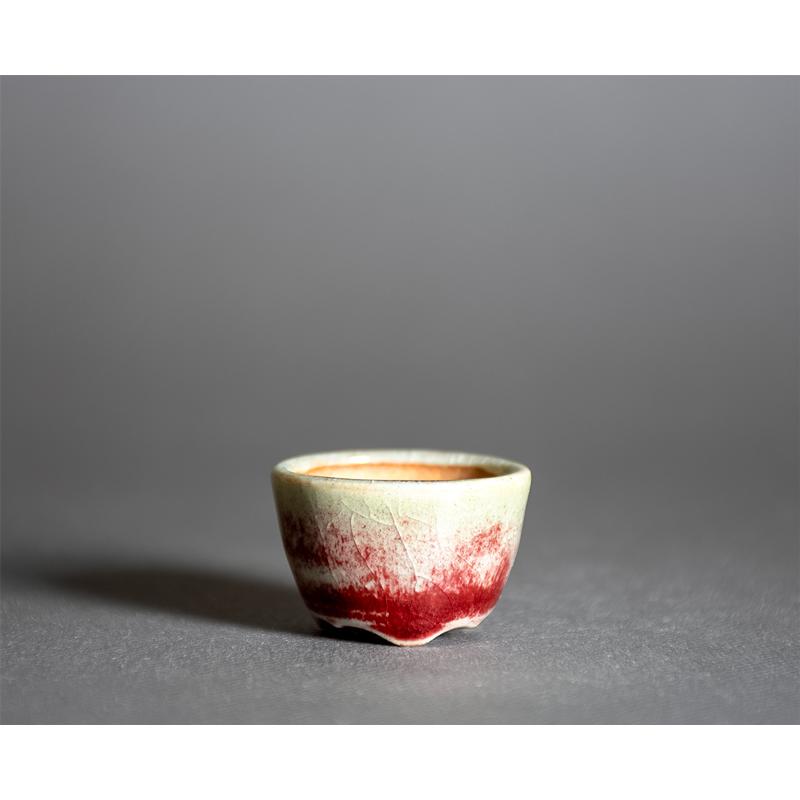 プチ盆栽鉢　辰砂釉 丸盆栽鉢　小鉢　小さい鉢　國井正子鉢　p1411 | 