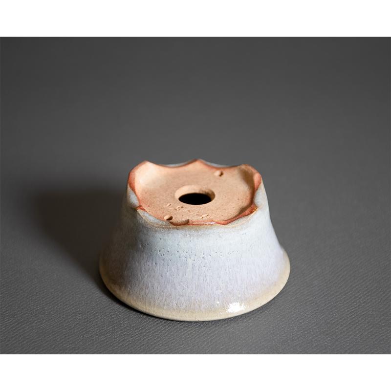 ミニ盆栽鉢　白流紋釉 丸盆栽鉢　小さな盆栽鉢　國井正子盆栽鉢　盆栽鉢作家　p1452 |  | 01