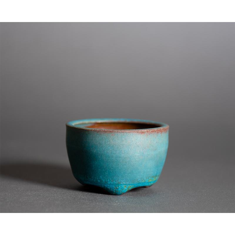 豆盆栽鉢　青銅マット釉丸盆栽鉢　小さな盆栽鉢　小鉢　國井正子盆栽鉢　盆栽鉢作家　p1458 | 