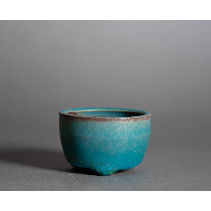 豆盆栽鉢　青銅マット釉丸盆栽鉢　小さな盆栽鉢　小鉢　國井正子盆栽鉢　盆栽鉢作家　p1458 |  | 01