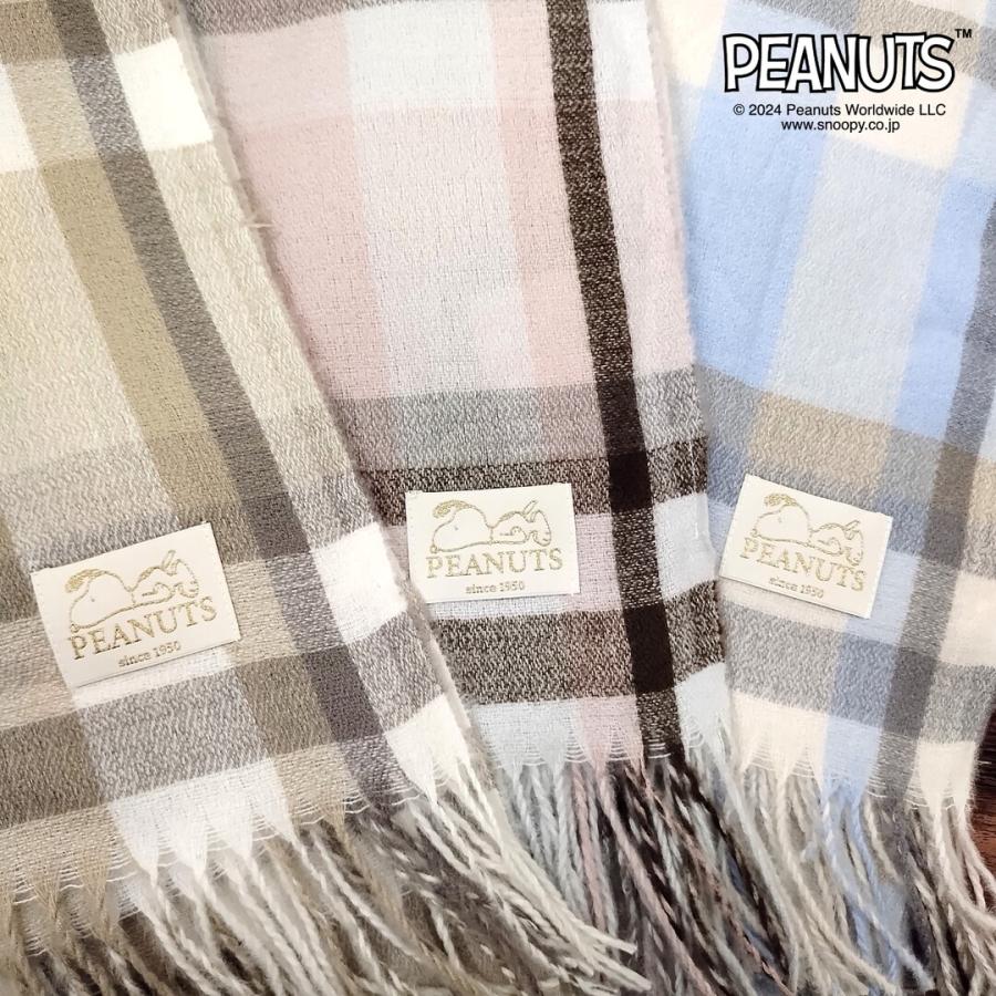 SNOOPY（スヌーピー） マフラー 2way チェック スリット付き ピンク