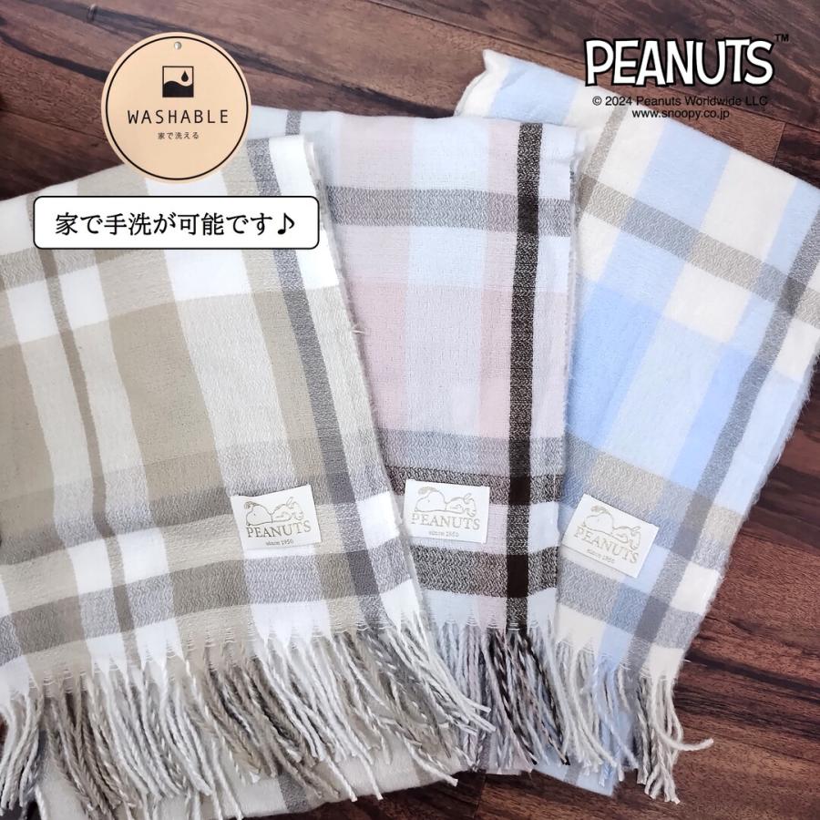 SNOOPY（スヌーピー） マフラー 2way チェック スリット付き ピンク