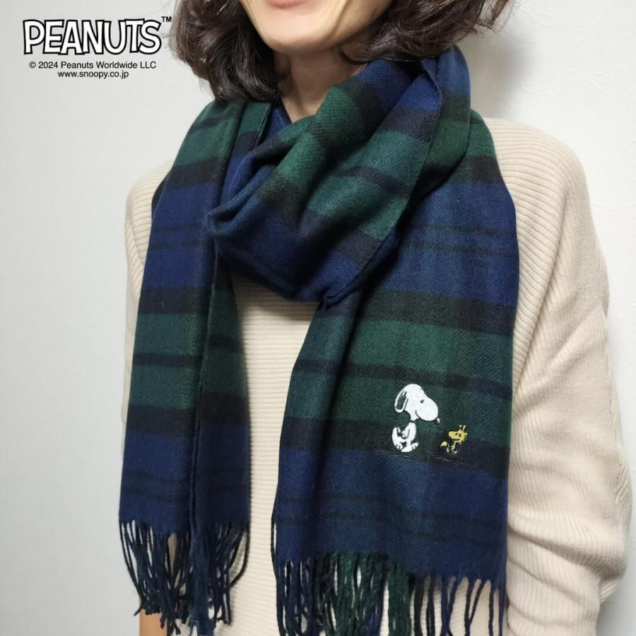 SNOOPY（スヌーピー） マフラー チェック ネイビー（紺） タータン