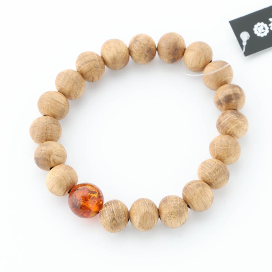 ブレスレット 腕輪 数珠 男性用 ウィスキーウッド10mm玉 琥珀入 : 仏壇