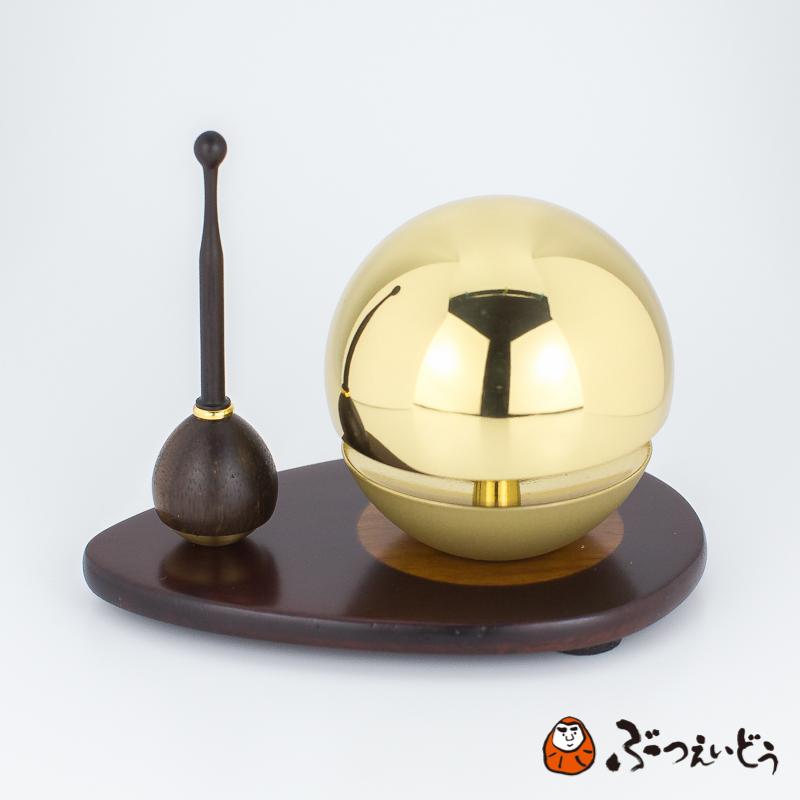 仏具 おりん たまゆらりんセット 金 1.8寸 専用のリン棒とリン台付き 