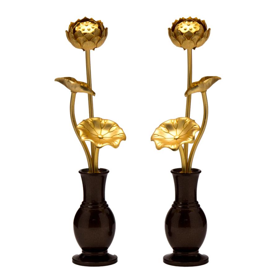 仏具・銅製常花3本立・水鋲セット（京色/小） : 仏壇・仏具の専門店