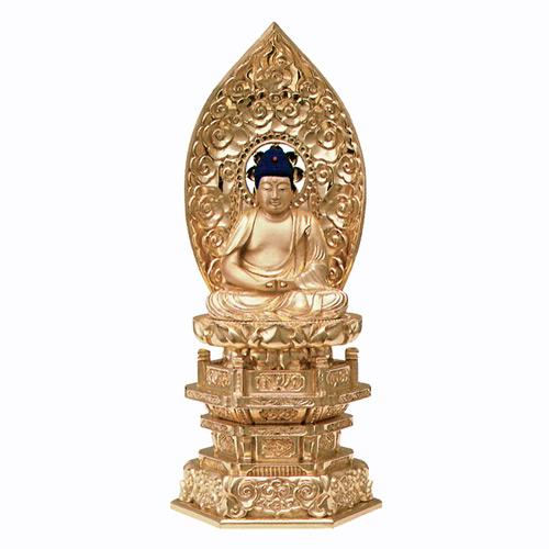 仏像・純金箔押 中京型 七重台座 肌金粉仕上 座弥陀（2寸