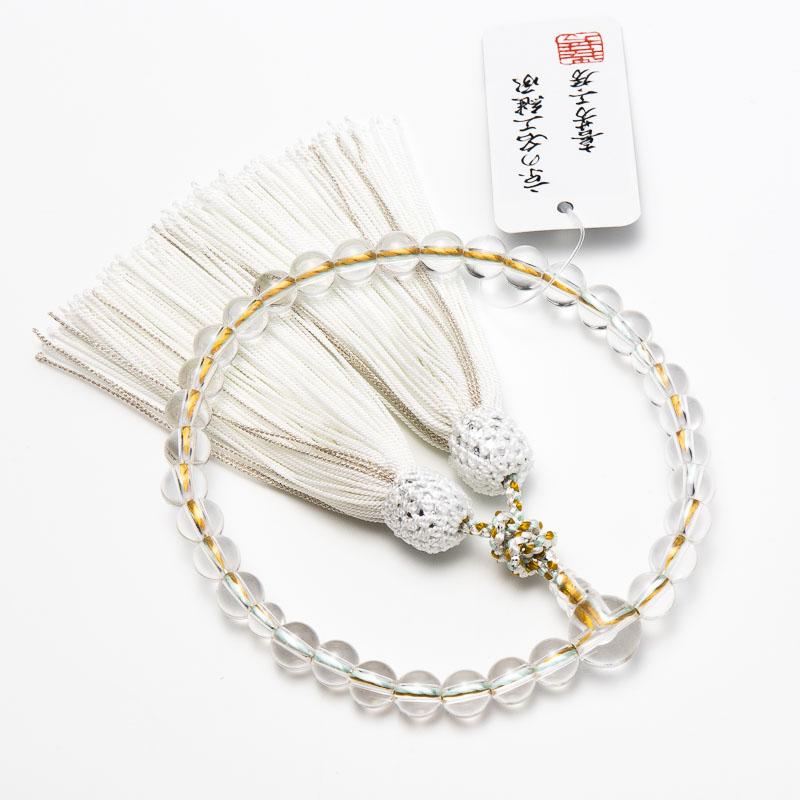 数珠 京念珠 女性用 天然水晶 丸玉 8 mm いろは通し 正絹蛍房 レビューで180日保証 爆買_1