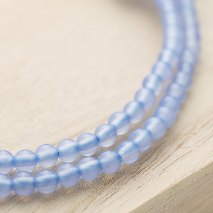 数珠 女性用 ブルー瑪瑙 5mm 二連 正絹房 念珠 京念珠 : 仏壇・仏具の