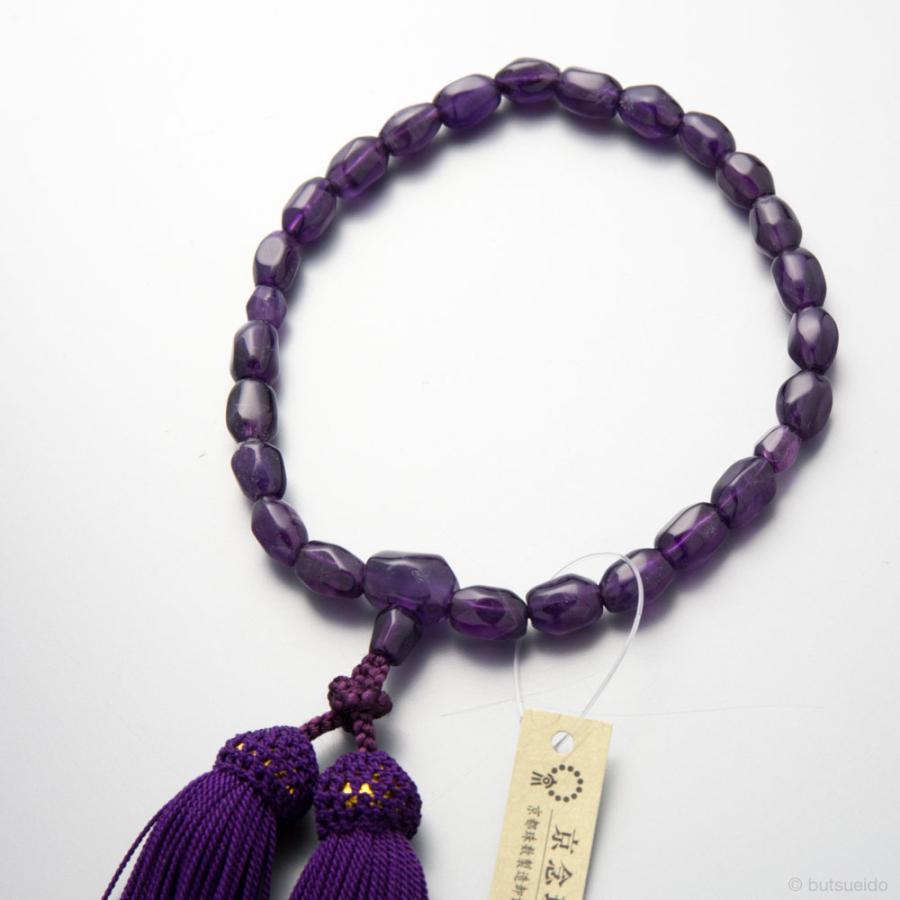 数珠 女性用 紫水晶 さざれ 正絹房 上 京念珠 : 仏壇・仏具の専門店  
