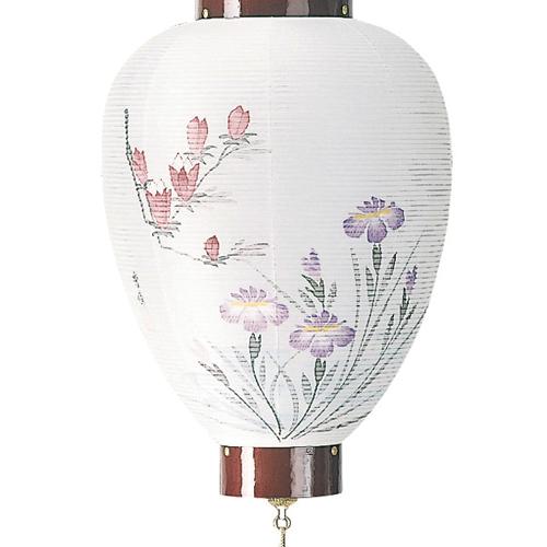 お盆用品 御所提灯 別撰あやめ（絹/あやめ/新型LED電池灯4型7L改付き）_1