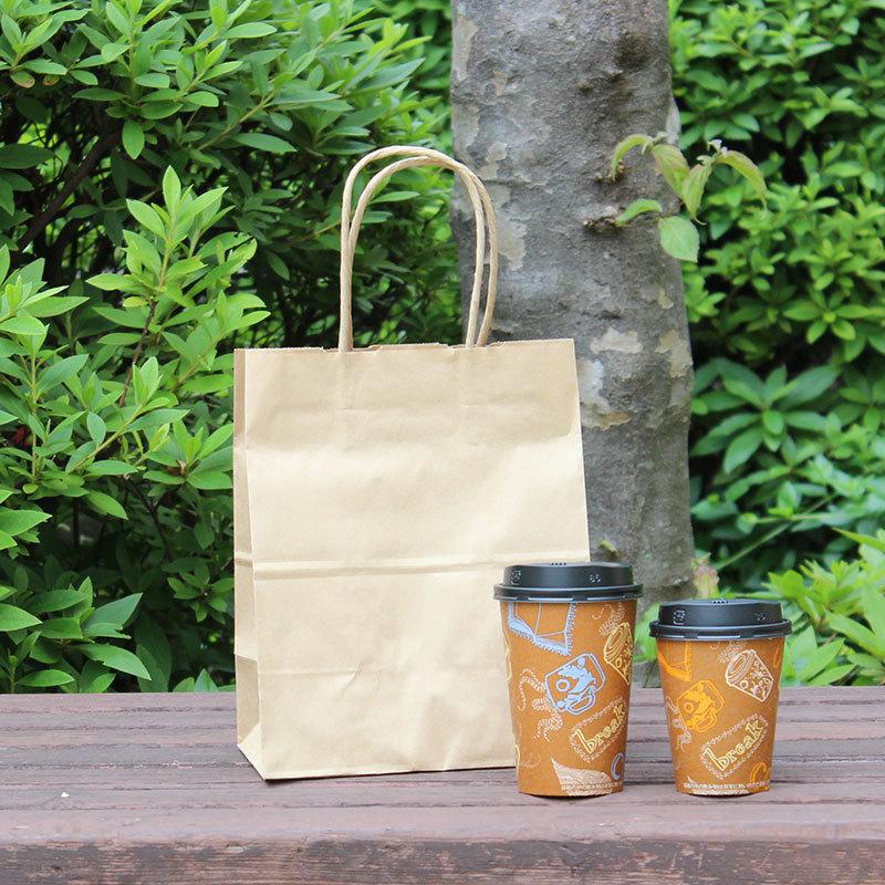 紙手提袋 T-2 茶 丸紐 No.1218 テイクアウト用紙袋 200x120x高さ250mm 200枚 | ベルベ | 03