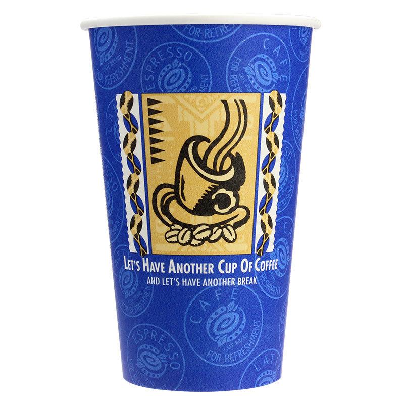 紙コップ 厚紙カップ SMT-520 レッツコーヒー(青) トーカン 口径90mm