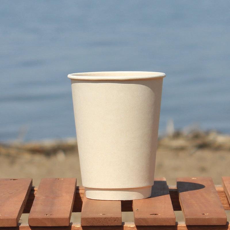 紙コップ 12オンス エコカップ バガス二重カップ(PLAコート) 口径90mm 500個の画像