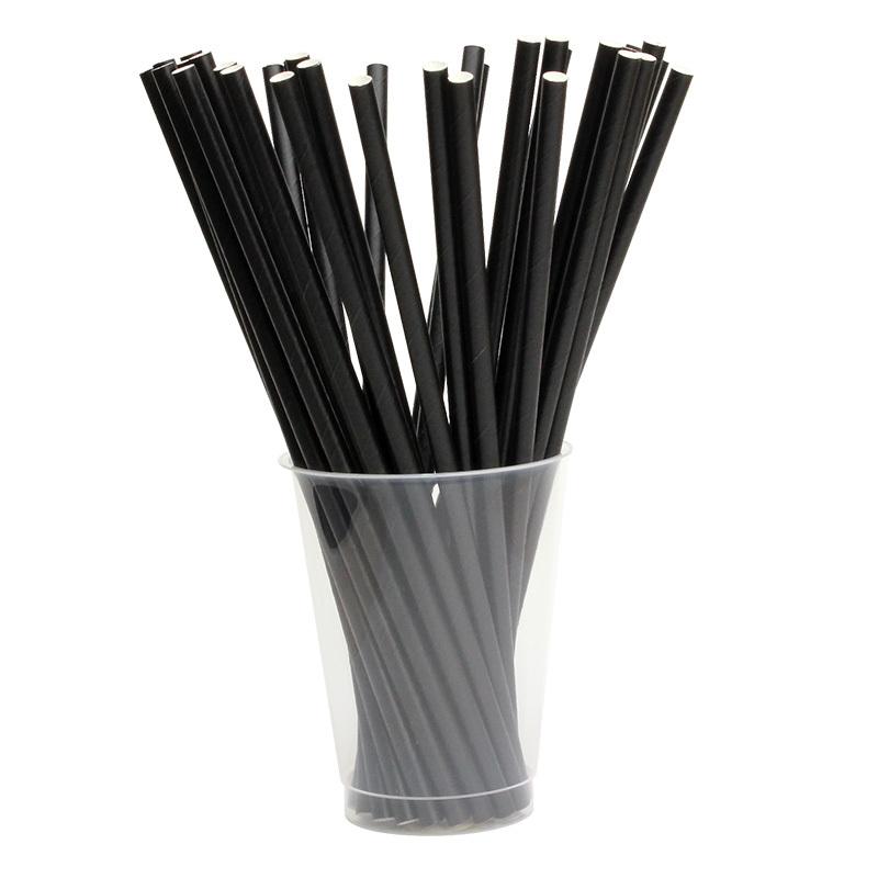 紙ストロー Cafeペーパーストロー ストレート 6mmx210mm 黒 バラ 500本 |  | 01